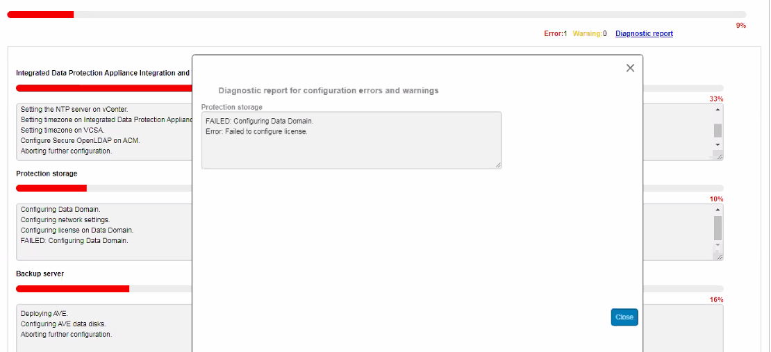Screenshot of ACM deployment error