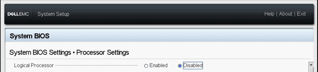 Dell BIOS deaktiverer logisk processor