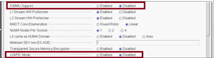 Disabilitazione del BIOS Dell Supporto IOMMU e x2APIC
