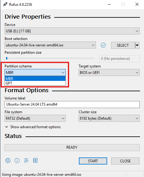 Välj partitionsschema 