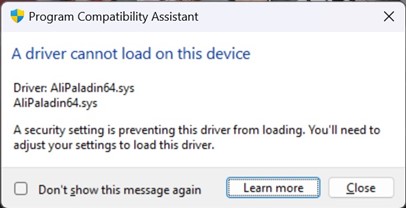 Driver compatibility warning while installing Youku