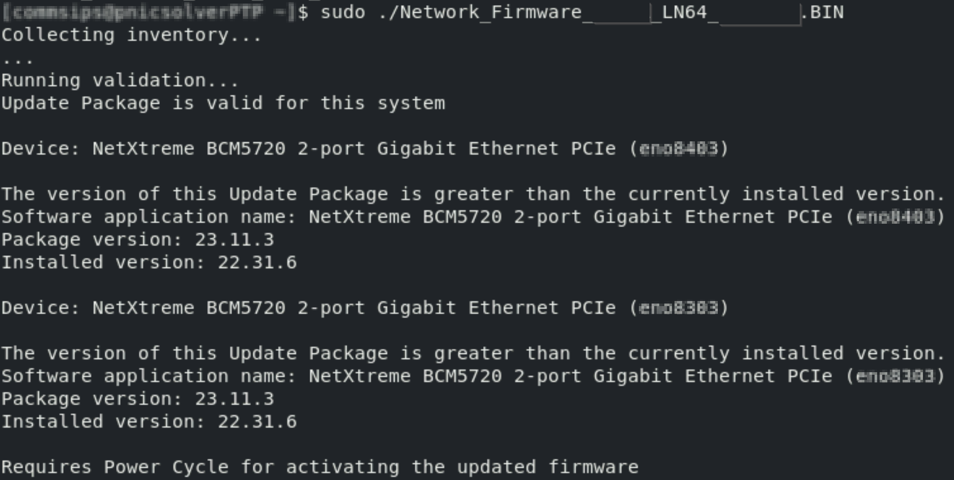 Vellykket oppdateringsprosess