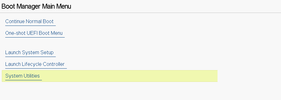 Huvudmeny för Boot Manager