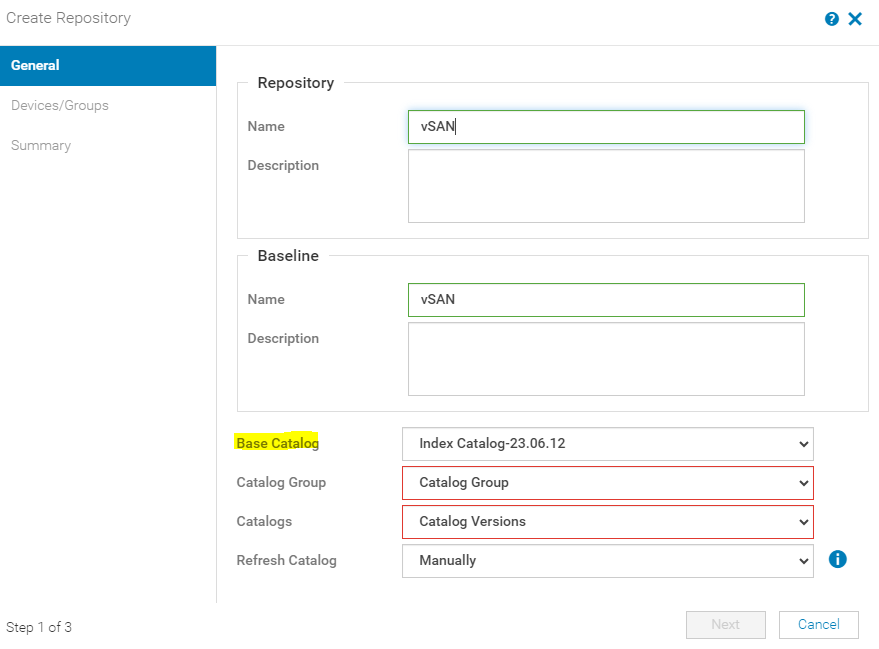 Plug-in de Update Manager que muestra cómo sincronizar OMEVV