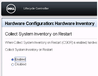 Lifecycle Controller 再起動時のシステム インベントリーの収集が有効
