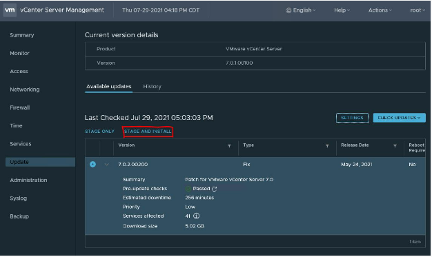 Almacenamiento provisional e instalación