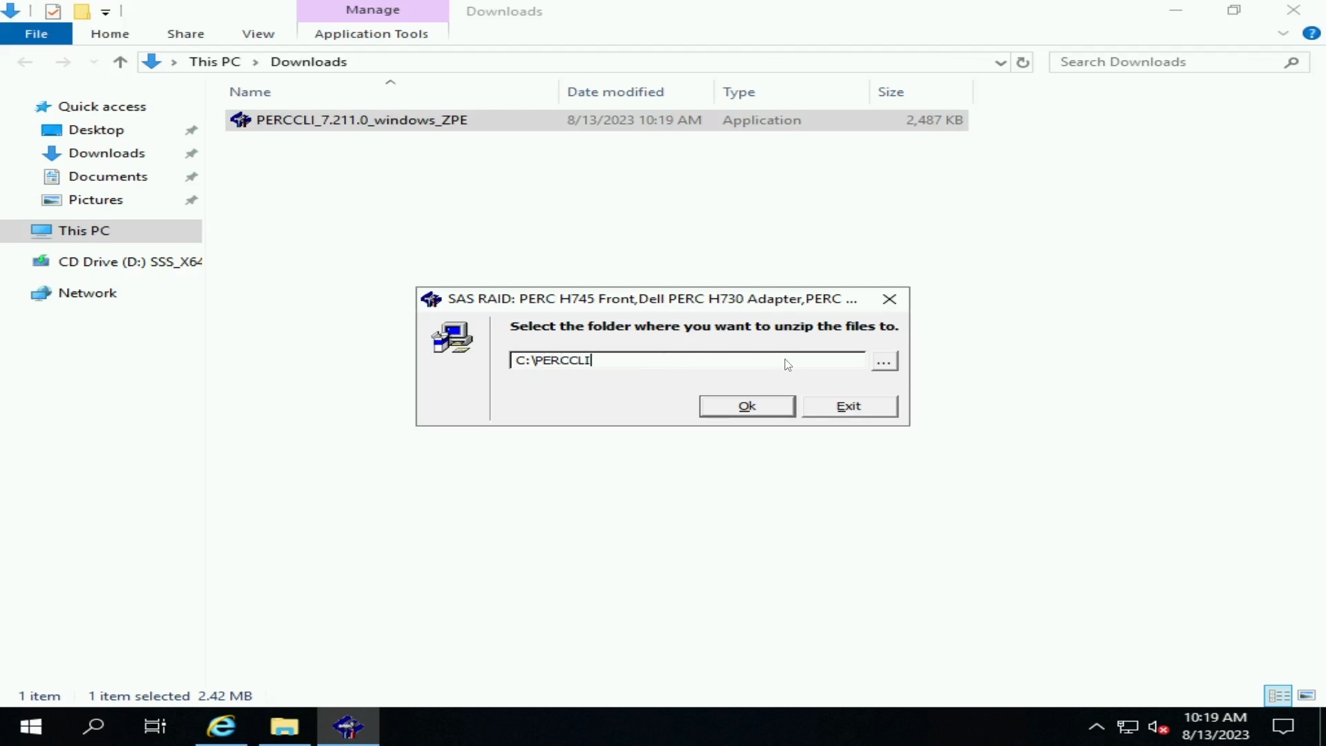 解压 PERCCLI 文件。