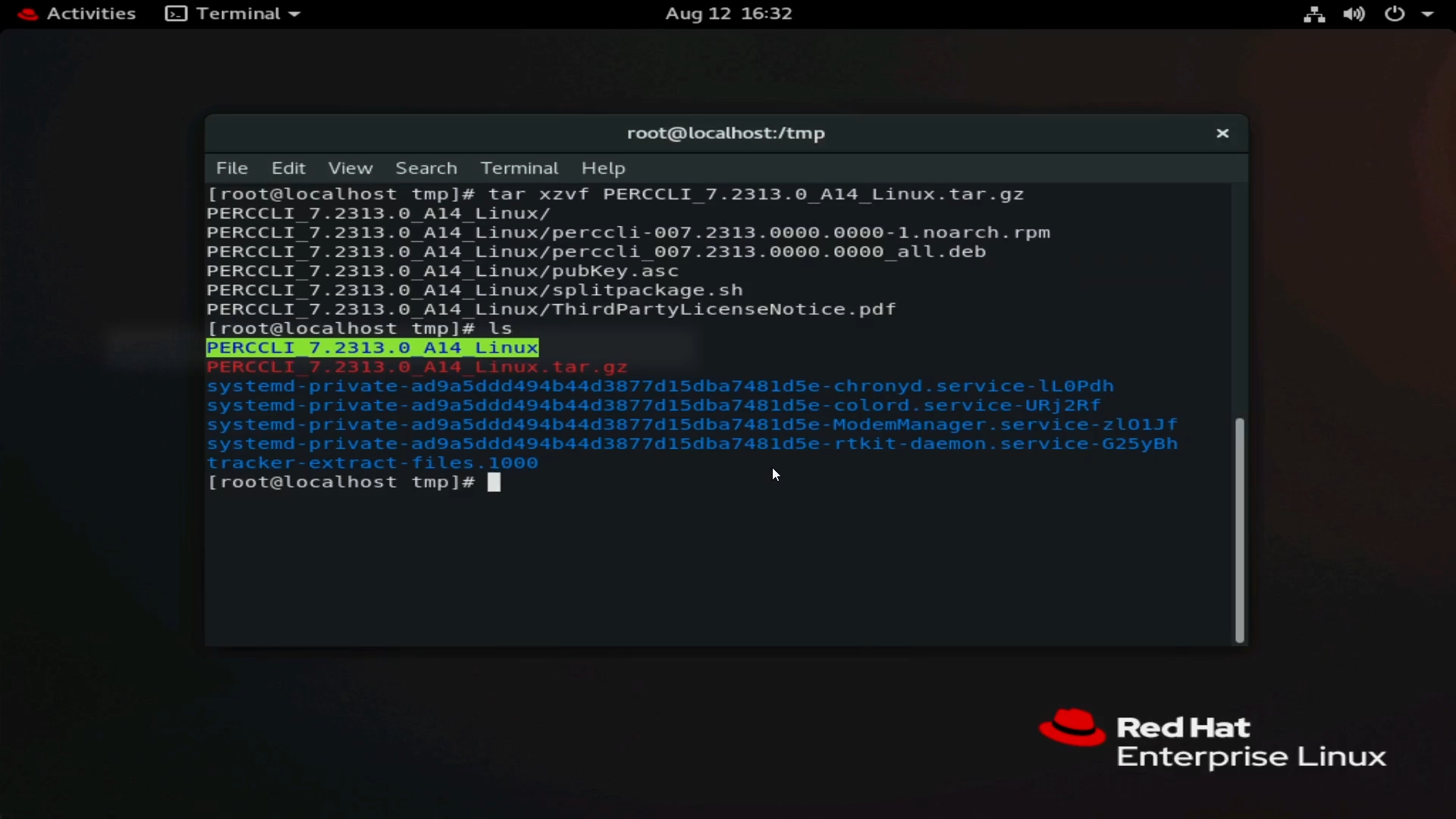 파일 압축 풀기 후 PERCCLI 디렉토리
