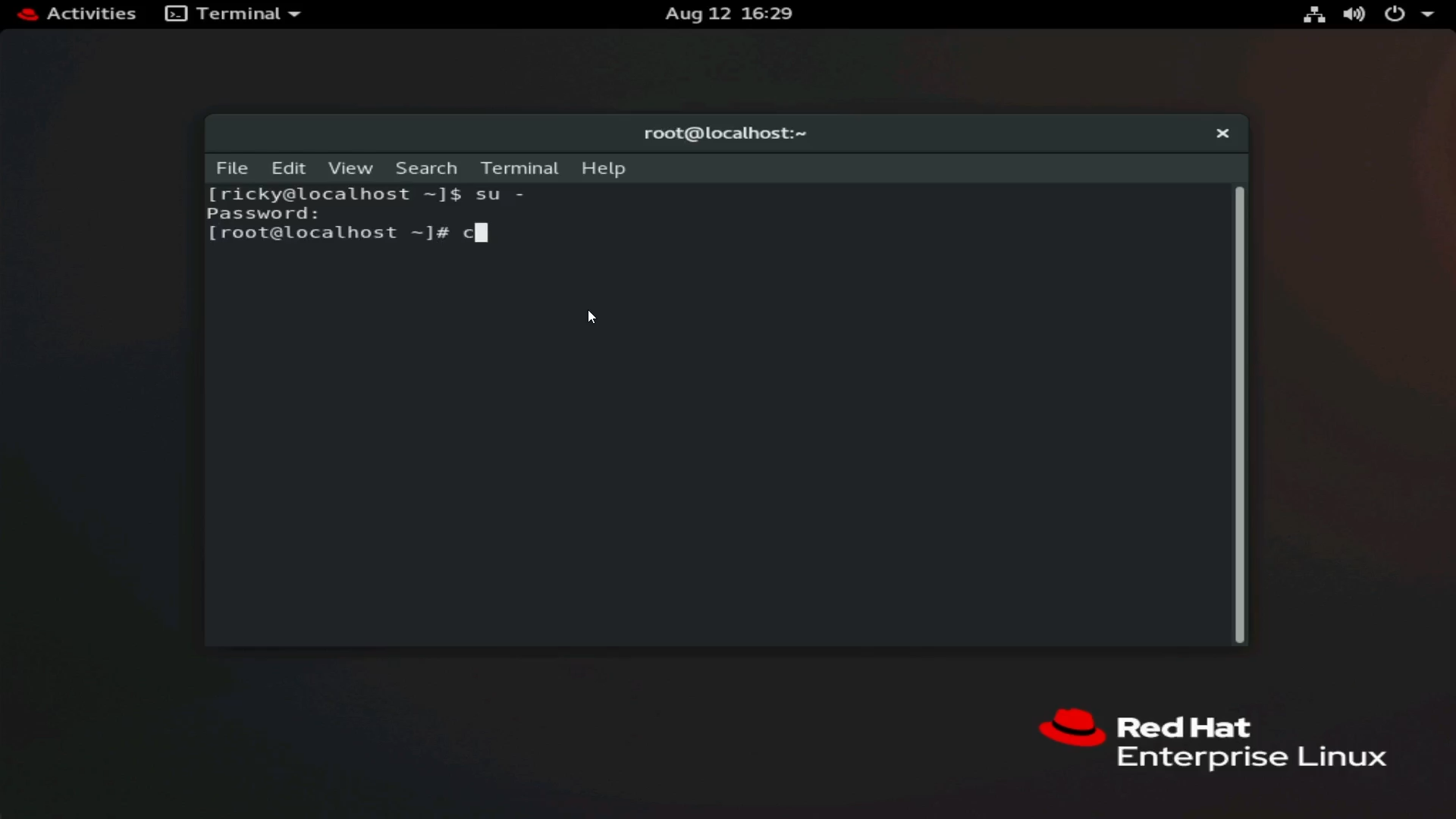rootユーザーに切り替える