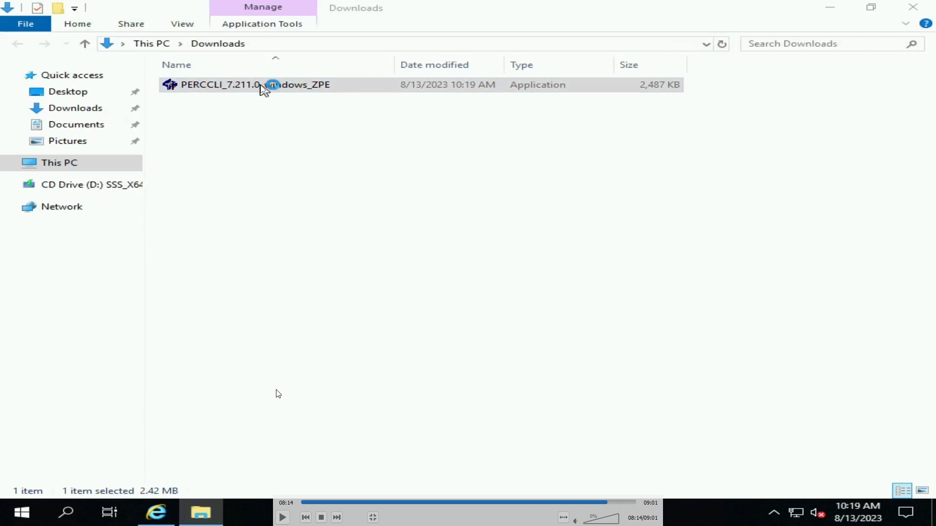 PERCCLI EXE файл завантажено на сервер Windows.