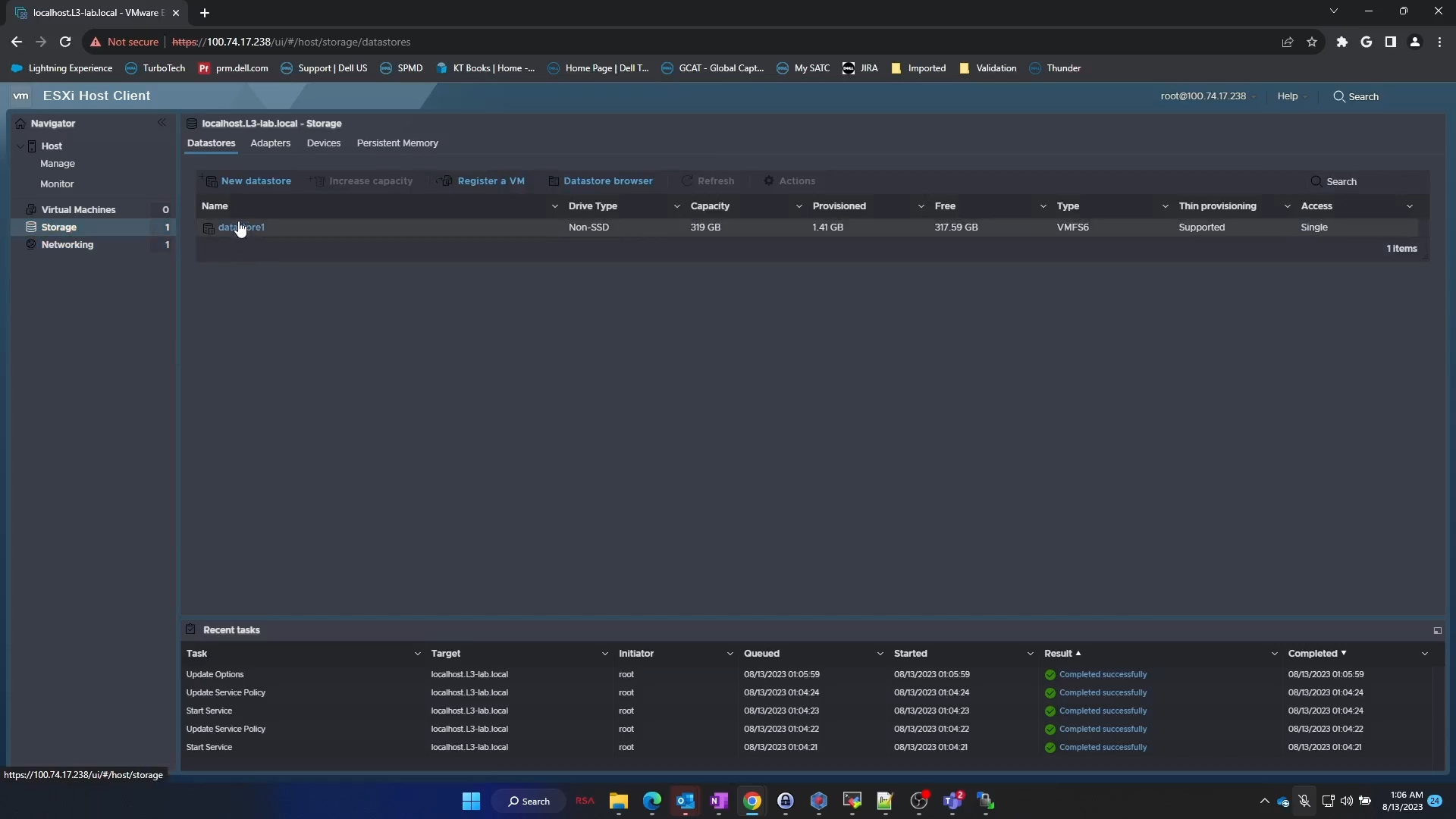 Datastore-selectie in webclient.