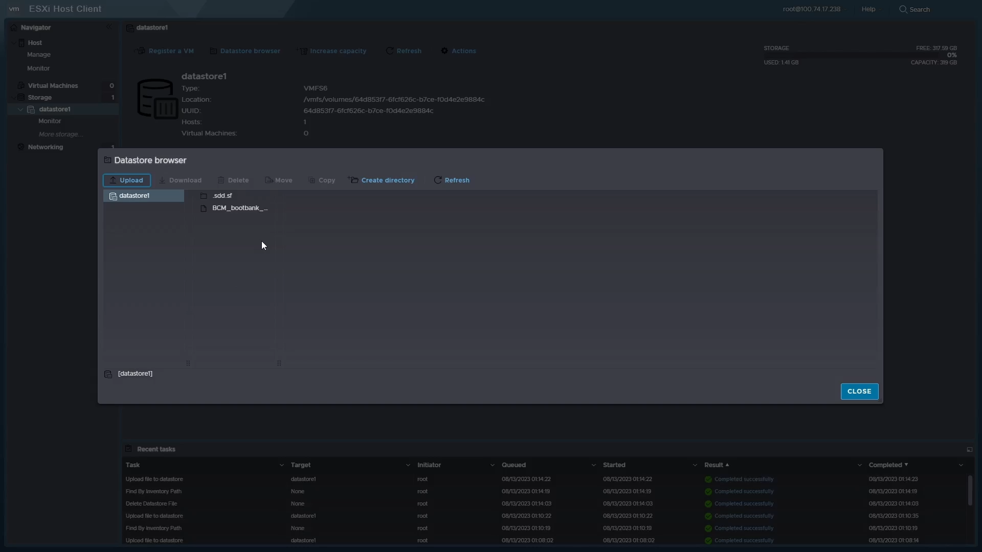 Uploaden van .vib-bestand naar datastore.