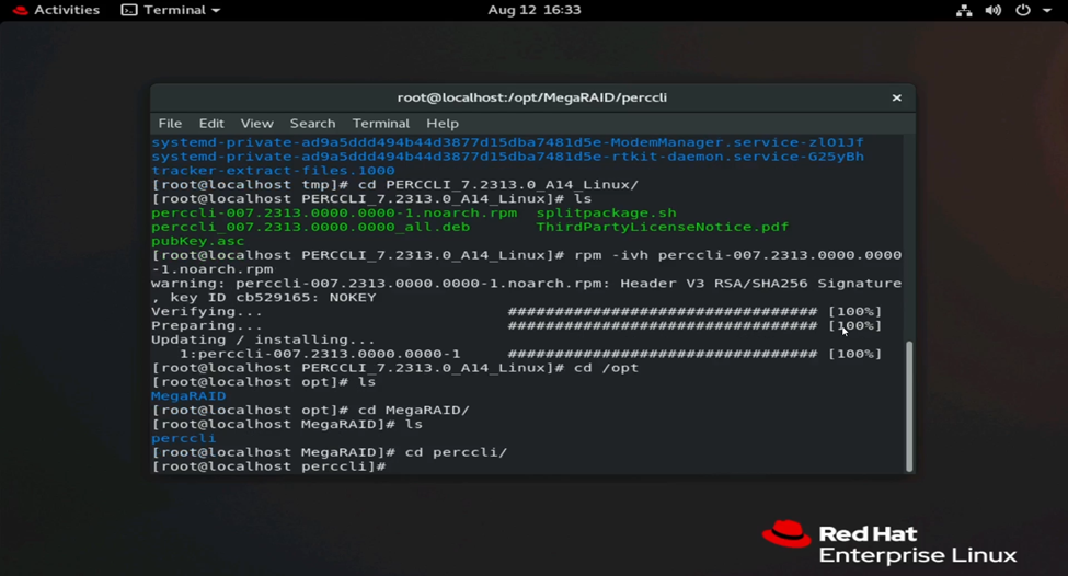 Naviger til PERCCLI-installationsmappen.