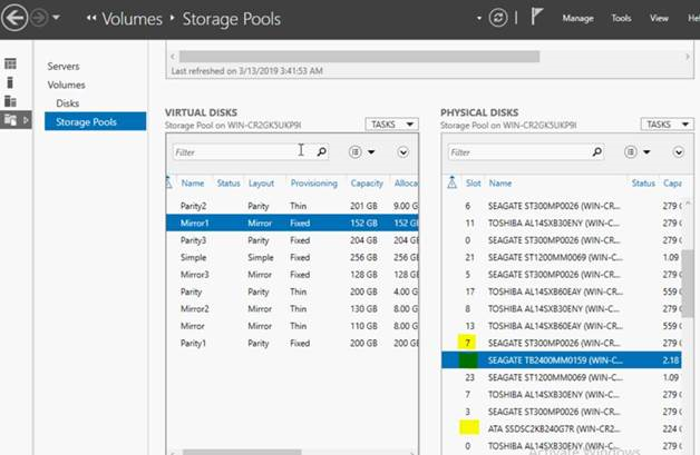 Windows Storage Spaces GUI 顯示錯誤列舉的磁碟機插槽編號