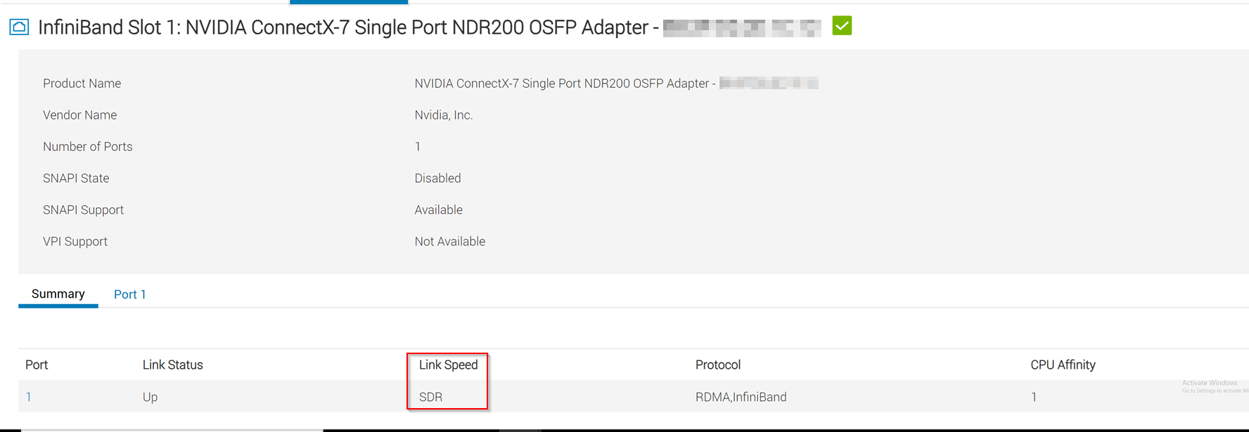 PowerEdge：NVIDIA ConnectX-7シングル ポートNDR200 InfiniBandカードのリンク速度がSDRとして表示される |  Dell 日本