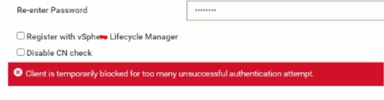 Errore dello schermo Client temporaneamente bloccato