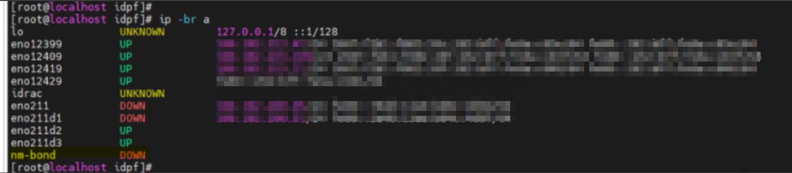 nm-bond se zobrazí po vytvoření s porty IPU