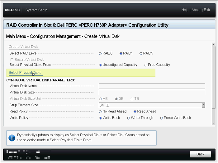 Menuen Opret virtuel disk