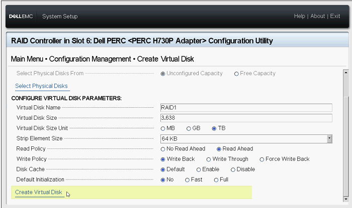 Assegnare un nome al nuovo disco virtuale e scegliere le impostazioni desiderate.