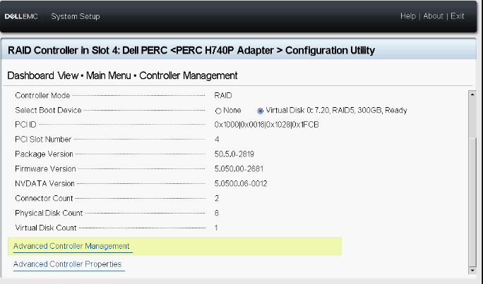  Clique em Advanced Controller Management 