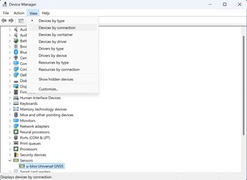 Rozbalte položku USB Serial Converter a zkontrolujte, zda je v seznamu uvedeno zařízení se sériovým portem GPS USB (COMxx).