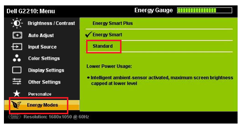 Weergaveopties op het scherm voor de instellingen van de omgevingslichtsensor