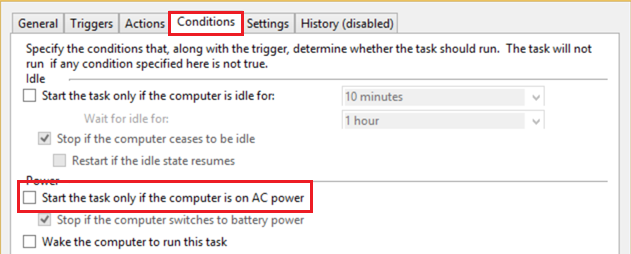Windows PowerShell, Conditions Tab