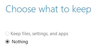 Snímek obrazovky s jedinou dostupnou možností 