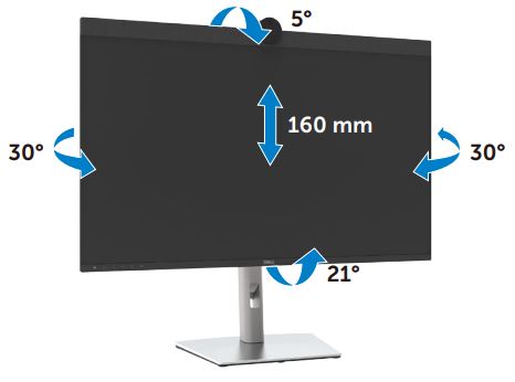 Använda lutning, vridning och vertikalt förlängning på en Dell U3224KB skärm