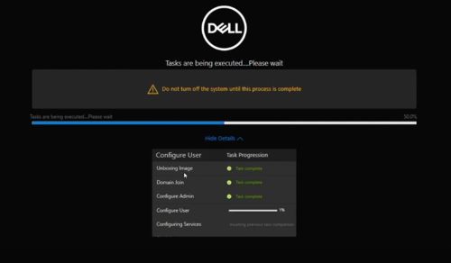 Several reboots will occur during the process