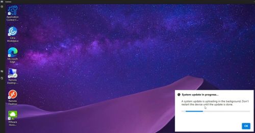 The device is now uploading the image to the remote repository