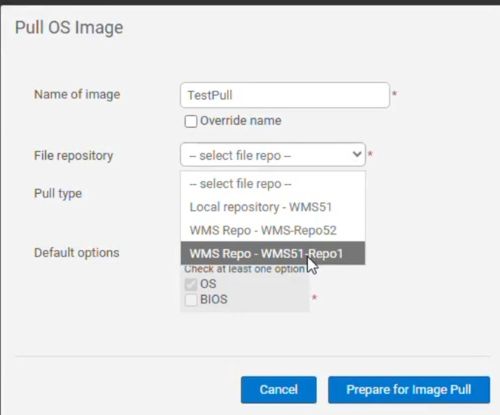 Selezionare File repository