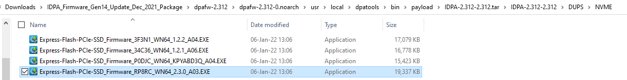 An Example of extracting the NVMe PM1735 firmware from the PowerProtect DP Series Appliance-IDPA Firmware Gen14 December 2021 firmware bundle