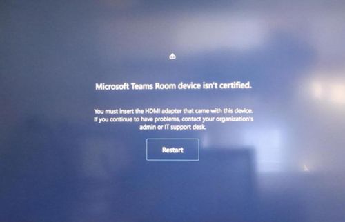 Le soluzioni Dell per sale per videoconferenze per Microsoft Teams Room potrebbero riscontrare un errore generico di Microsoft Teams Room non certificato durante la configurazione