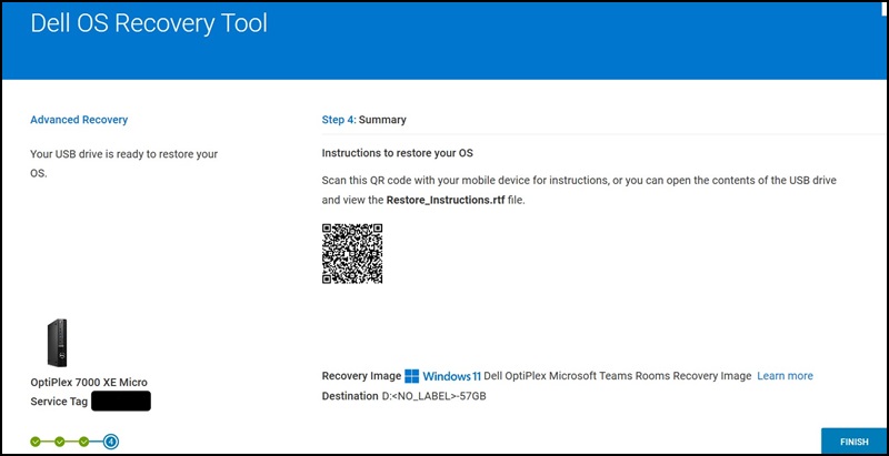 Dell OS Recovery Tool, instruksjoner for gjenoppretting av operativsystemet