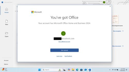 Abra cualquier aplicación de Office (por ejemplo, Word, Excel, Power Point, etc.) y le informará que hay una licencia en espera