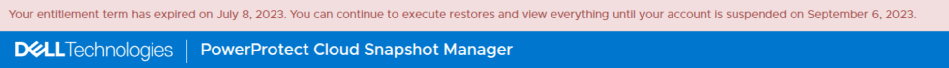 Banner displayed in UI informing user of license expiry