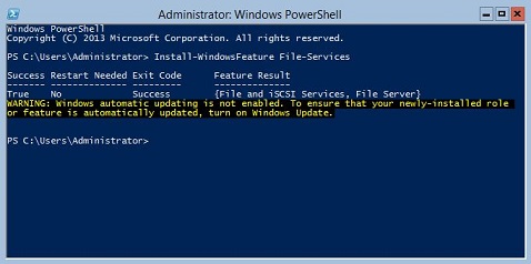 Install-WindowsFeature File-Services 명령 및