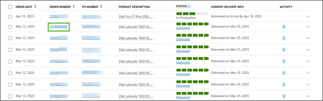 Bestillingsstatus for global portal