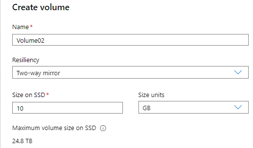 2番目のCSVディスク ボリュームの作成