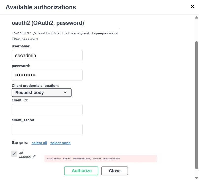 Erreur d’autorisation