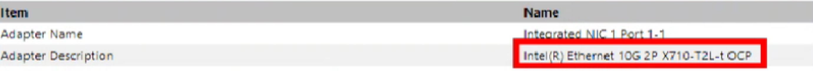 Beispiel für die verschiedenen Beschreibungen der Intel NIC-Netzwerkadapter