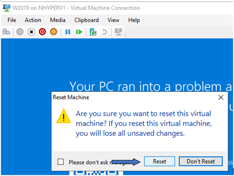 重設 VM 以開機回到作業系統