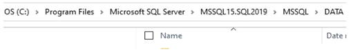 SQL Serverデータ ディレクトリー パス