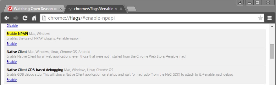 Impossibile accedere all'opzione Abilita NPAPI