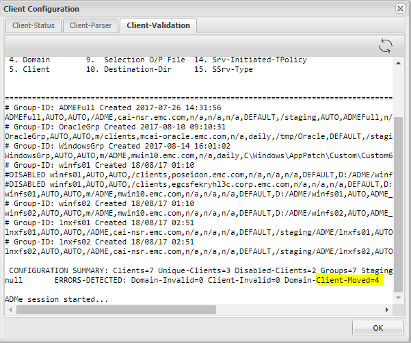 ADME Client Configuration 