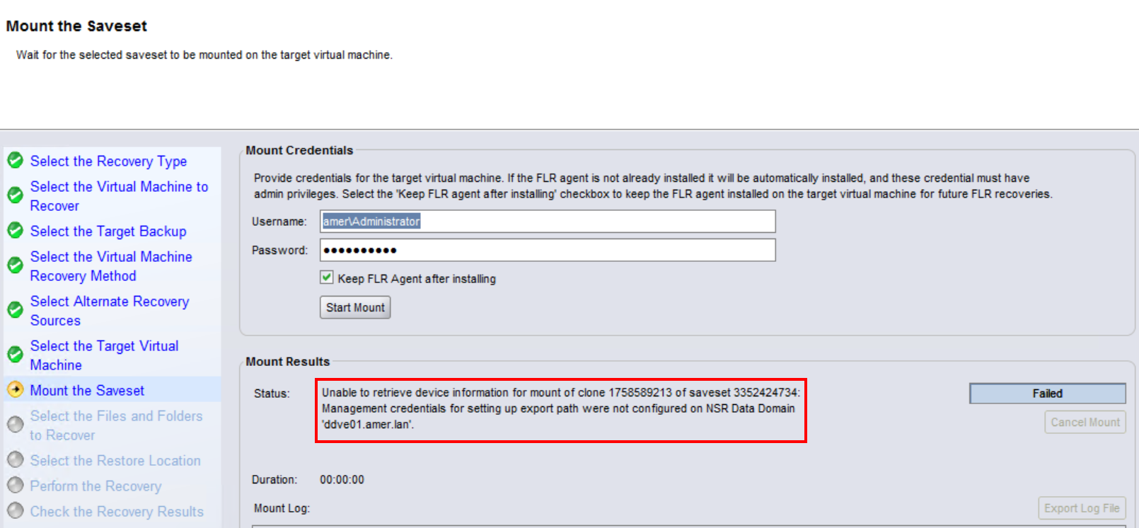 Falha na montagem do FLR
