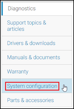 Dell.com support, systemkonfiguration