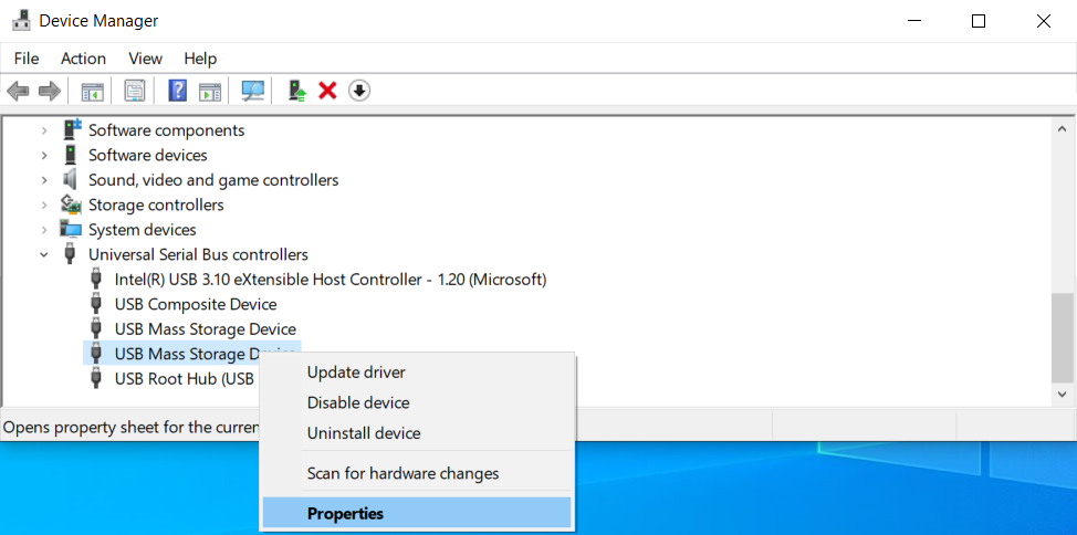 Propriétés du pilote