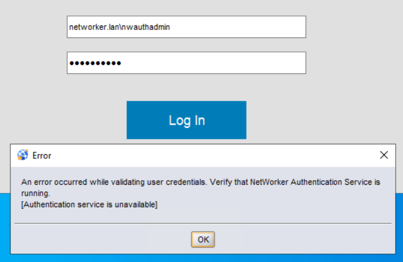 Falha de login do usuário externo do NMC